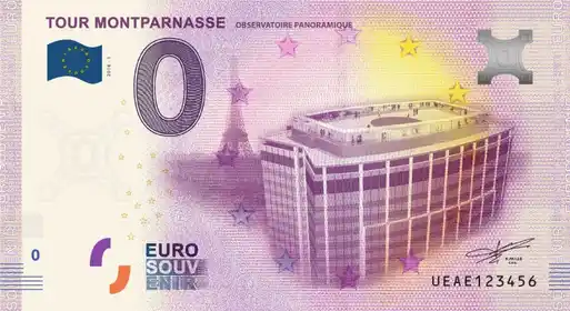 Banconota da 0€ TOUR MONTPARNASSE OBSERVATOIRE PANORAMIQUE