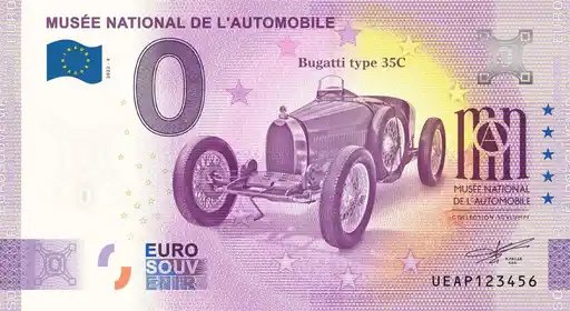 Banconota da 0€ MUSÉE NATIONAL DE L'AUTOMOBILEBugatti type 35C