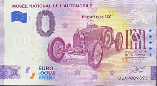 0€-Schein MUSÉE NATIONAL DE L'AUTOMOBILE Bugatti type 35C