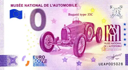 Billete de 0€ MUSÉE NATIONAL DE L'AUTOMOBILE Bugatti type 35C