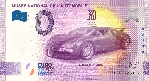 Banconota da 0€ MUSÉE NATIONAL DE L'AUTOMOBILE - BUGATTI VEYRON