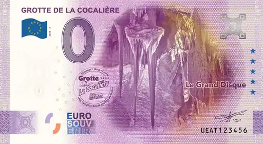 Billete de 0€ GROTTE DE LA COCALIÈRE Le Grand Disque