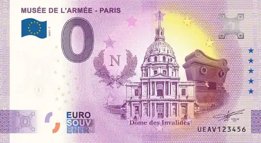 Banconota da 0€ MUSÉE DE L'ARMÉE - PARIS Dôme des Invalides