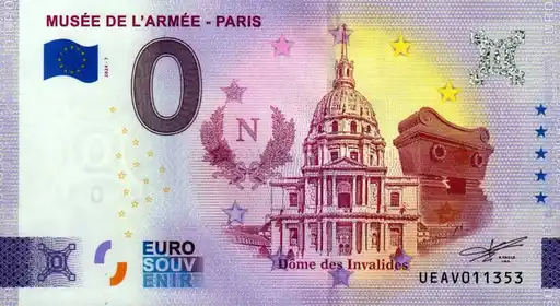 0€ banknote MUSÉE DE L'ARMEE - PARIS Dôme des Invalides