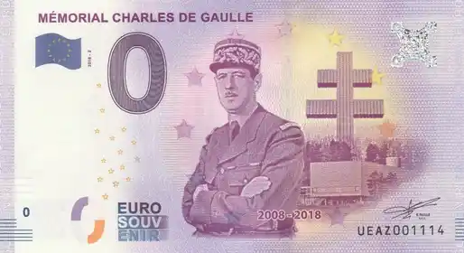 0€ banknote MÉMORIAL CHARLES DE GAULLE
