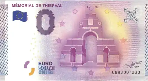 Banconota da 0€ MÉMORIAL DE THIEPVAL