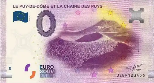 Billete de 0€ LE-PUY-DE-DÔME ET LA CHAÎNE DES PUYS
