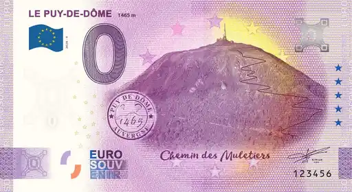 Banconota da 0€ LE-PUY-DE-DÔME 1465 m Chemis des muletiers