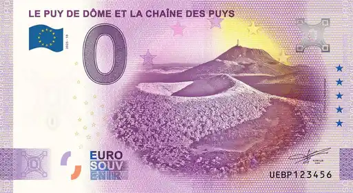 0€-Schein LE PUY DE DÔME ET LA CHAINE DES PUYS