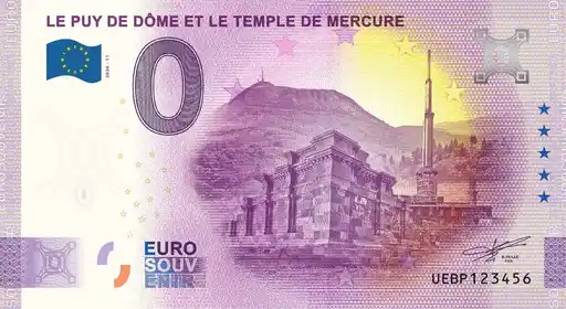 Banconota da 0€ LE PUY DE DÔME ET LE TEMPLE DE MERCURE