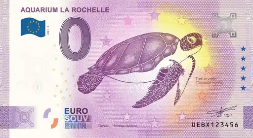 0€ banknote AQUARIUM LA ROCHELLE TORTUE VERTE