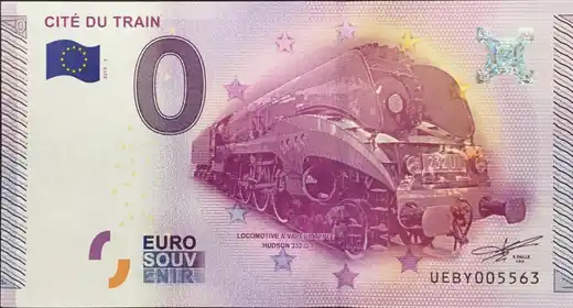 0€ banknote CITÉ DU TRAIN - LOCOMOTIVE À VAPEUR EEJ HUDSON 232.U.1