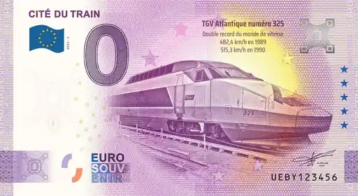 0€ banknote CITÉ DU TRAIN TGV Atlantique numéro 325