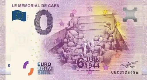 Billete de 0€ LE MÉMORIAL DE CAEN6 JUIN 1944 - BATAILLE DE NORMANDIE