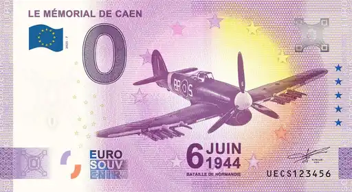 Banconota da 0€ LE MÉMORIAL DE CAEN 6 JUIN 1944 BATAILLE DE NORMANDIE