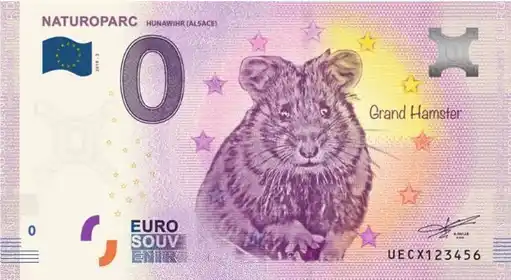 Banconota da 0€ NATUROPARCHUNAWIHR (ALSACE) GRAND HAMSTER