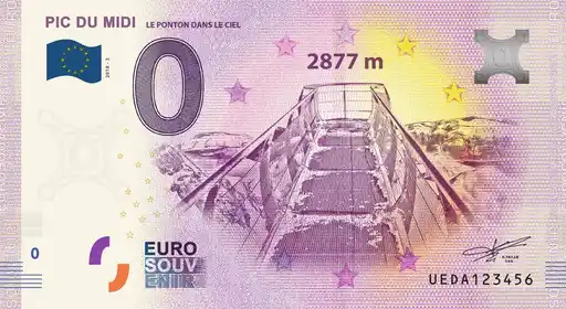 0€ banknote PIC DU MIDI LE PONTON DANS LE CIEL
