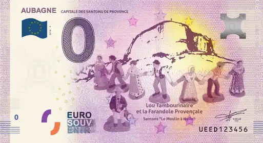 Billete de 0€ AUBAGNECAPITALE DES SANTONS DE PROVENCE