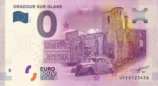 Banconota da 0€ ORADOUR SUR GLANESOUVIENS-TOI REMEMBER
