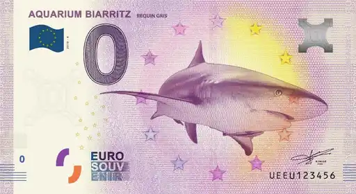 Banconota da 0€ AQUARIUM BIARRITZREQUIN GRIS