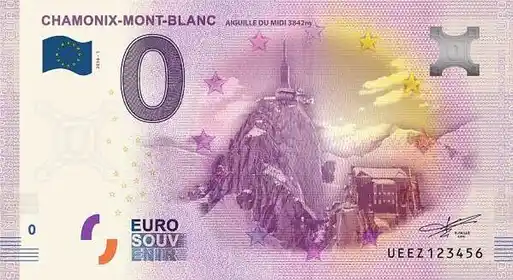 Banconota da 0€ CHAMONIX-MONT-BLANCAIGUILLE DU MIDI 3842M