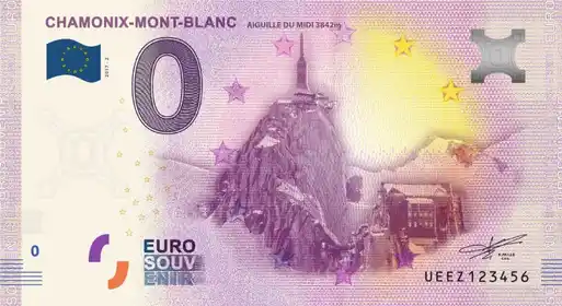 0€ banknote CHAMONIX-MONT-BLANCAIGUILLE DU MIDI 3842M
