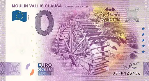 0€-Schein MOULIN VALLIS CLAUSA FONTAINE DE VAUCLUSE