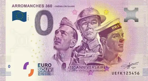 Banconota da 0€ ARROMANCHES 360CINÉMA CIRCULAIRE