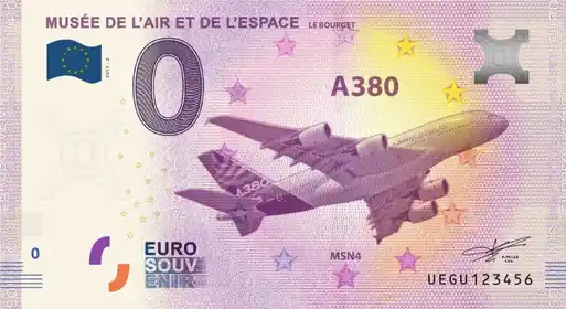0€-Schein MUSÉE DE L'AIR ET DE L'ESPACELE BOURGET A380