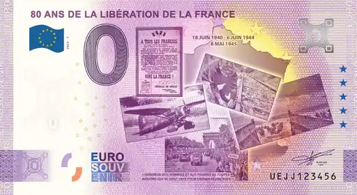 Billete de 0€ 80 ANS DE LA LIBÉRATION DE LA FRANCE