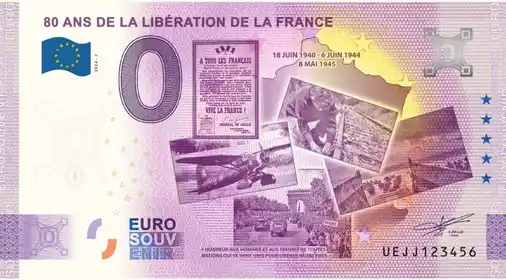 Billete de 0€ 80 ANS DE LA LIBÉRATION DE LA FRANCE