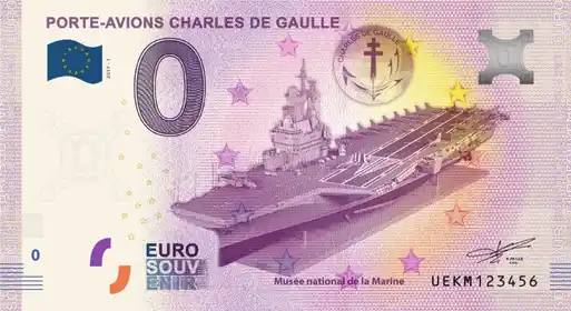 Billete de 0€ PORTE-AVIONS CHARLES DE GAULLEMUSÉE NATIONALE DE LA MARINE
