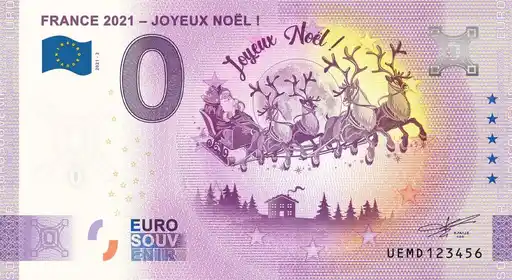 0€ banknote FRANCE 2021 - JOYEUX NOËL !