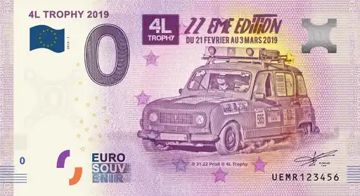 0€ banknote 4L TROPHY 2019