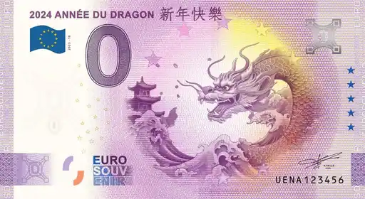 0€-Schein 2024 ANNÉE DU DRAGON 新年快樂