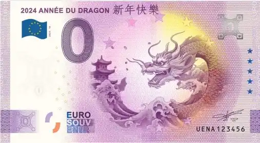 0€-Schein 2024 ANNÉE DU DRAGON 新年快樂