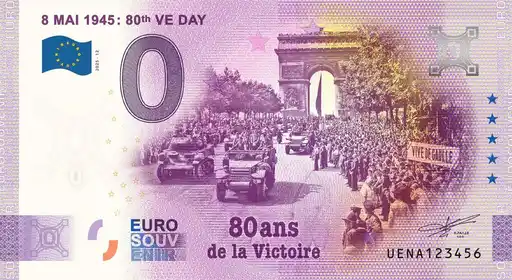 Billete de 0€ 8 MAI 1945 : 80th VE DAY 80 ans de la Victoire