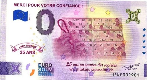 Billete de 0€ MERCI POUR VOTRE CONFIANCE ! - JURA PASSION 25 ANS