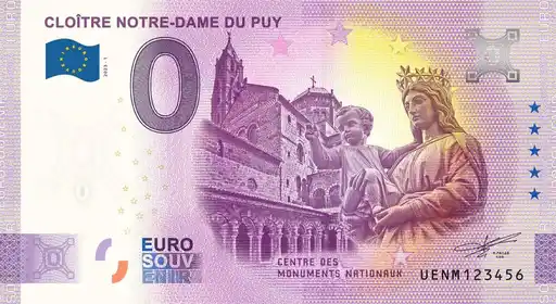 Banconota da 0€ CLOÎTRE NOTRE-DAME DU PUY