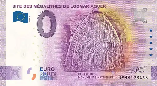 0€ banknote SITE DES MÉGALITHES DE LOCMARIAQUER