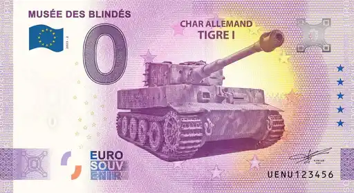 Banconota da 0€ MUSÉE DES BLINDES CHAR ALLEMAND TIGRE I