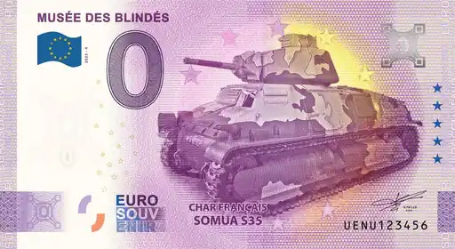 0€ banknote MUSÉE DES BLINDES CHAR FRANCAIS SOMUA S35