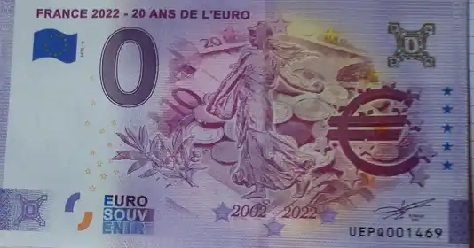 0€-Schein FRANCE 2022 - 20 ANS DE L'EURO