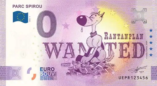 0€ banknote PARC SPIROU RANTANPLAN WANTED