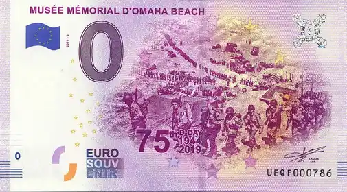 0€ banknote MUSÉE MÉMORIAL D'OMAHA BEACH 75 th D DAY 1944 2019