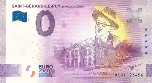 0€ banknote SAINT-GÉRAND-LE-PUY ESPACE JAMES JOYCE