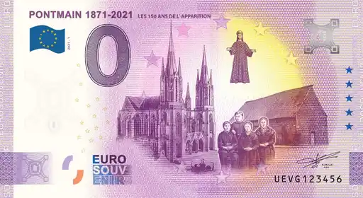 0€-Schein PONTMAIN 1871-2021 LES 150 ANS DE L'APPARITION
