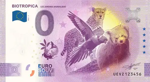 Banconota da 0€ BIOTROPICA JARDINS ANIMALIERS