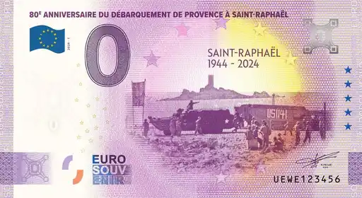 0€-Schein 80e ANNIVERSAIRE DU DÉBARQUEMENT DE PROVENCE SAINT-RAPHAËL 1944 - 2024