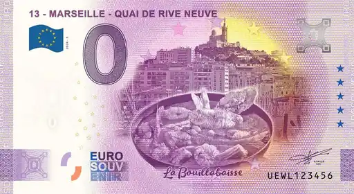 Banconota da 0€ 13 - MARSEILLE - QUAI DE RIVE NEUVE La Bouillabaisse